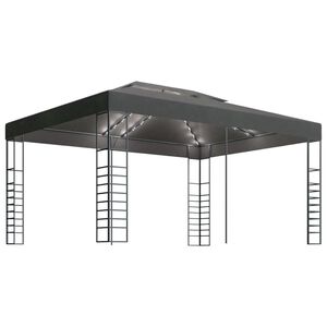 vidaXL Paviljon z LED lučkami 3x4 m antraciten