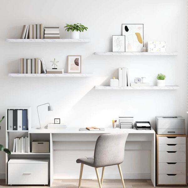 vidaXL Stenska polica 4 pcs Beli marmor 120 x 23,5 x 4 cm