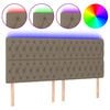 vidaXL LED posteljno vzglavje taupe 180x7x118/128 cm blago