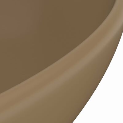 vidaXL Razkošen umivalnik ovalen mat krem 40x33 cm keramičen
