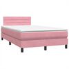 vidaXL Box Spring postelja z vzmetnico Pink 120x220 cm Velvet