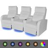 vidaXL LED naslanjač trosed umetno usnje bele barve