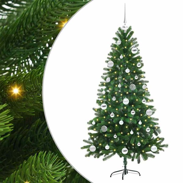 vidaXL Božično drevo med 150 LED z stojalom Zelena 150 cm PE