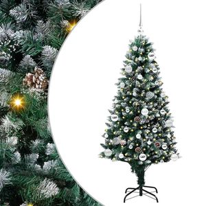 vidaXL Umestno božično drevo Zelena 150 cm PVC, jeklo in plastika