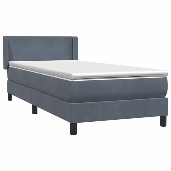 vidaXL Box spring postelja z vzmetnico temno siva 80x210 cm žamet