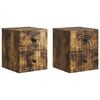 vidaXL Stenski nočni omarici 2 pcs Dimljen hrast 33 x 34,5 x 40 cm