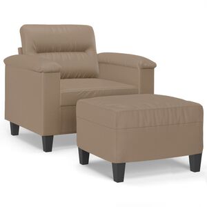 vidaXL Fotelj s stolčkom za noge kapučino 60 cm umetno usnje