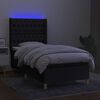 vidaXL Box spring postelja z vzmetnico LED črna 90x190 cm blago