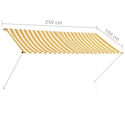 vidaXL Zložljiva tenda 250x150 cm rumena in bela