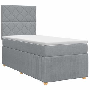 vidaXL Postelja boxspring z vzmetnico Svetlo siva Enojno Blago