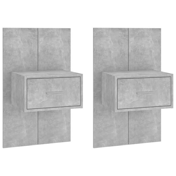 vidaXL Stenske nočne omarice 2 kosa betonsko sive