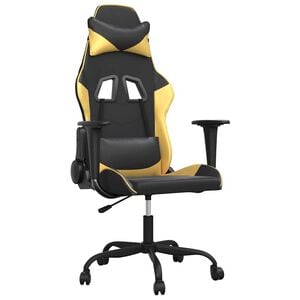 vidaXL Masažni gaming stol črno in zlato umetno usnje