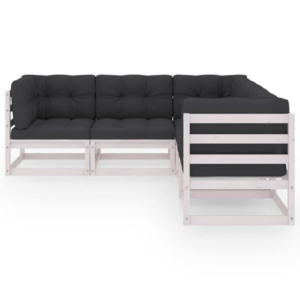 vidaXL Vrtna sedežna garnitura 5-delna z blazinami trdna borovina