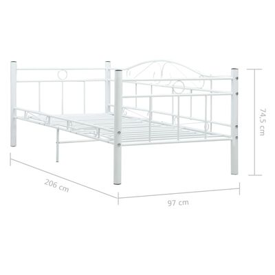 vidaXL Posteljni okvir za dnevno posteljo bel kovinski 90x200 cm