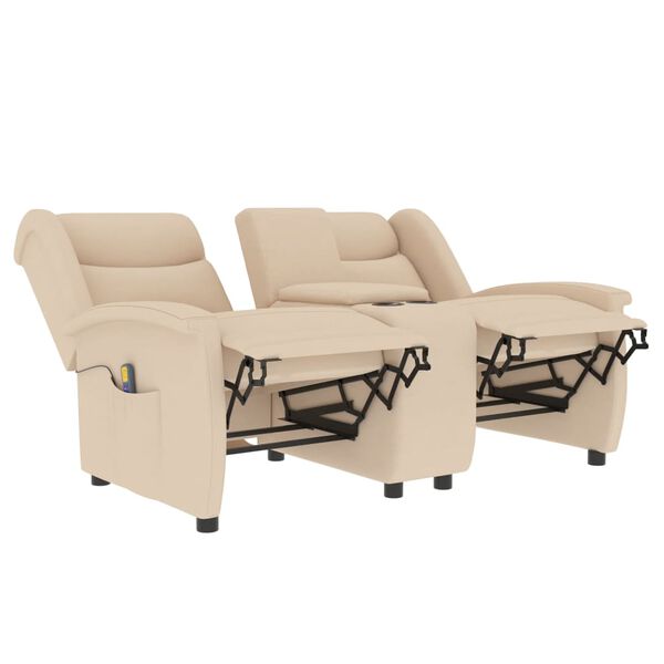 vidaXL Masažni dvosed z držali za skodelico krem