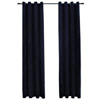 vidaXL Zatemnitvene zavese z obročki 2 kosa žamet črne 140x245 cm