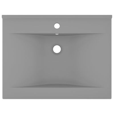 vidaXL Razkošen umivalnik z luknjo mat svetlo siv 60x46 cm keramičen