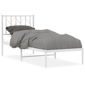 vidaXL Kovinski posteljni okvir brez vzmetnice z vzglavjem 75x190 cm
