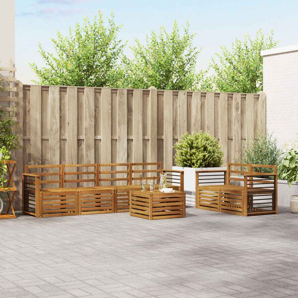 vidaXL Sedežne garniture 7 pcs Naravna Masiven les akacije