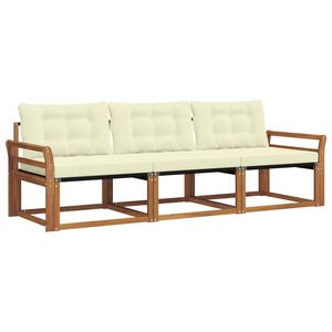 vidaXL Zunanja garnitura za sedenje z blazino 3 pcs Naravna in smetana