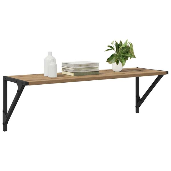 vidaXL Stenske police s polico 2 pcs Umetni hrast 80 x 25 x 25,5 cm