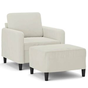 vidaXL Fotelj s stolčkom za noge krem 60 cm žamet