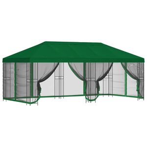 vidaXL Paviljon s stenami 6 x 3 m Zelena Poliester in jeklo 190