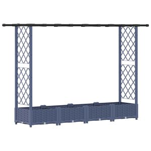 vidaXL Dvignjeno leži&scaron;če s trellisom in streho Siva 203 x 40 x 121 cm