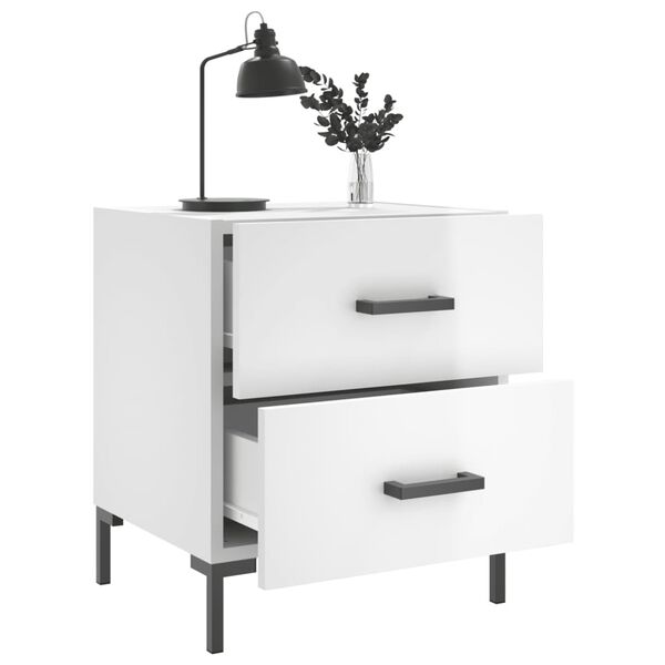 vidaXL Nočna omarica 2 kosa visok sijaj bela 40x35x47,5 cm inžen. les