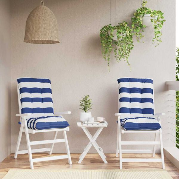 vidaXL Blazine za stole 2 kosa modro bele črte oxford tkanina