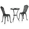 vidaXL Vrtnik Bistro Set 3 pcs Črna Aluminij