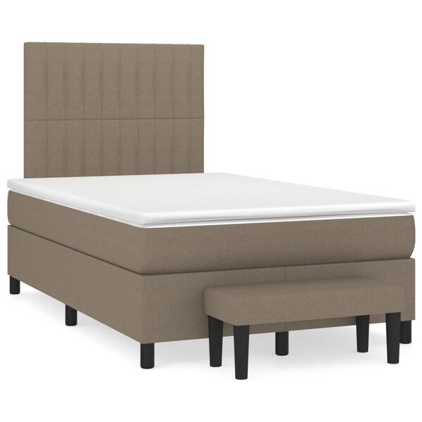 vidaXL Box spring postelja z vzmetnico taupe 120x190 cm blago