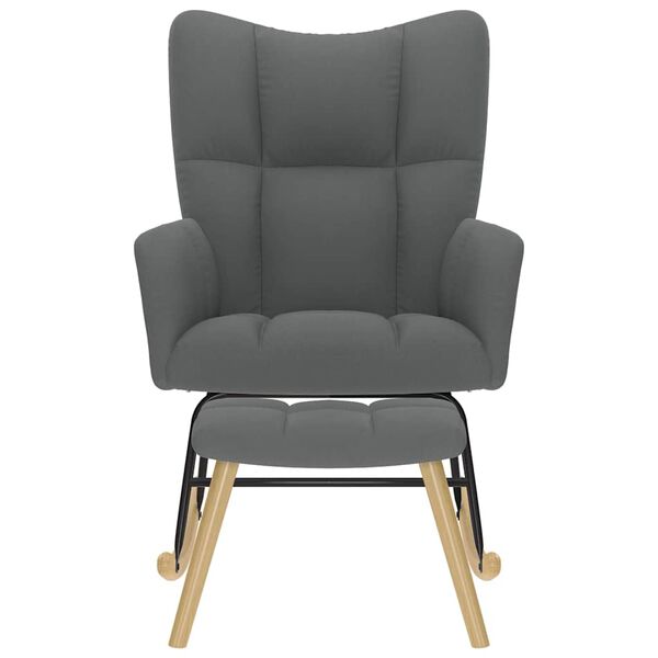 vidaXL Gugalni stol s stolčkom za noge temno sivo blago