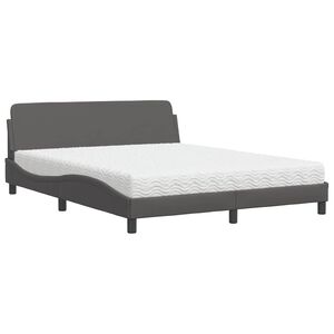 vidaXL Postelja z vzmetnico Dover siva 160x200 cm umetno usnje