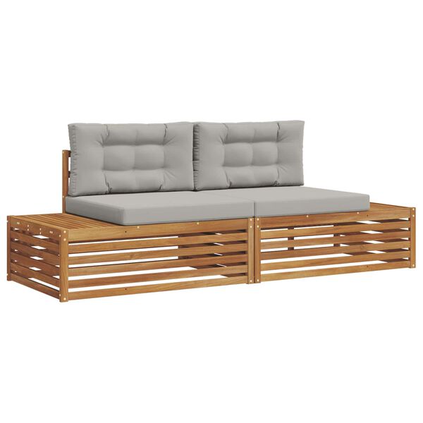 vidaXL Zunanja garnitura za sedenje 2 Kos Naravna in svetlo siva