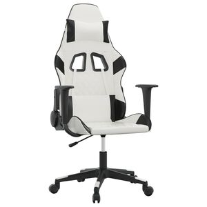vidaXL Gaming stol bela in črna umetno usnje