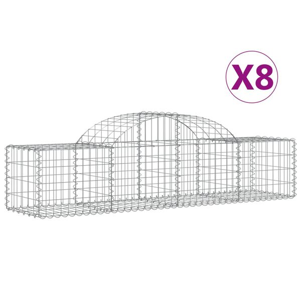 vidaXL Obokane gabion košare 8 kosov 200x50x40/60 cm pocinkano železo