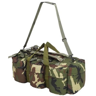 vidaXL Potovalna torba 3 v 1 vojaška 90 L kamuflažna
