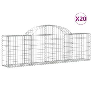 vidaXL Obokana gabionska ko&scaron;ara 20kosa 200x30x60/80cm pocinkano železo