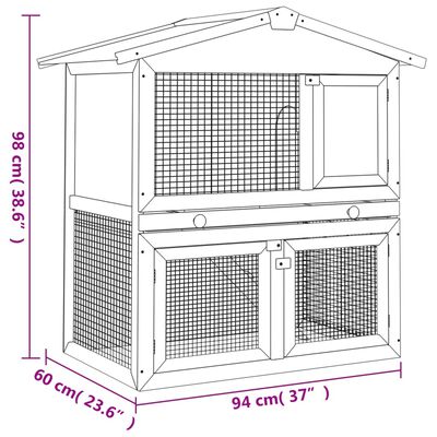 vidaXL Zunanji zajčnik / hišica za male živali s 3 vrati iz lesa
