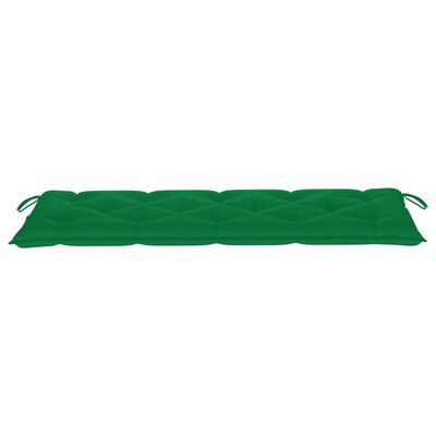 vidaXL Klop Batavia z zeleno blazino 150 cm trdna tikovina