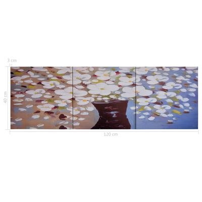 vidaXL Slika na platnu rože v vazi večbarvna 120x40 cm