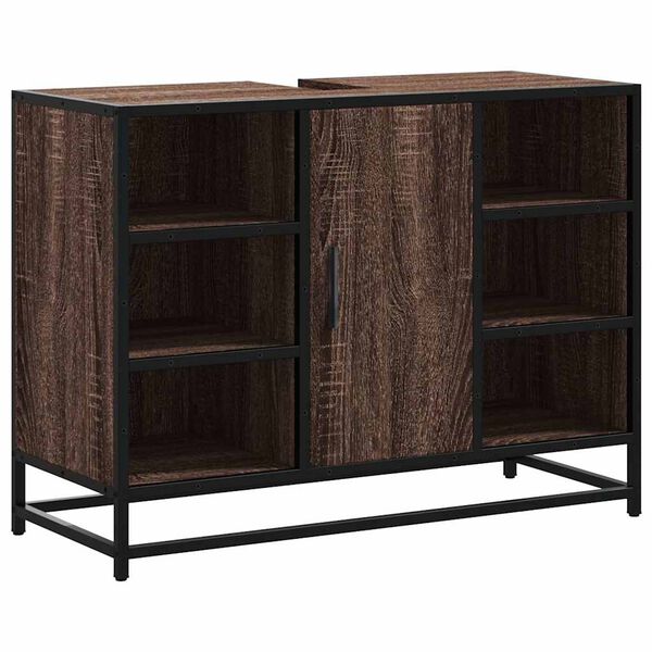 vidaXL Kopalni&scaron;ka omarica za umivalnik rjavi hrast 80x33x60cm inž. les