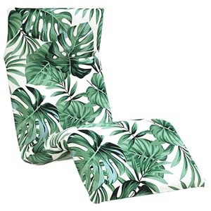 vidaXL Zložljiv ležalnik z vzorcem listov 175x54x8,5 cm oksfordsko blago