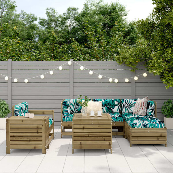 vidaXL Vrtna sedežna garnitura 7-delna impregnirana trdna borovina