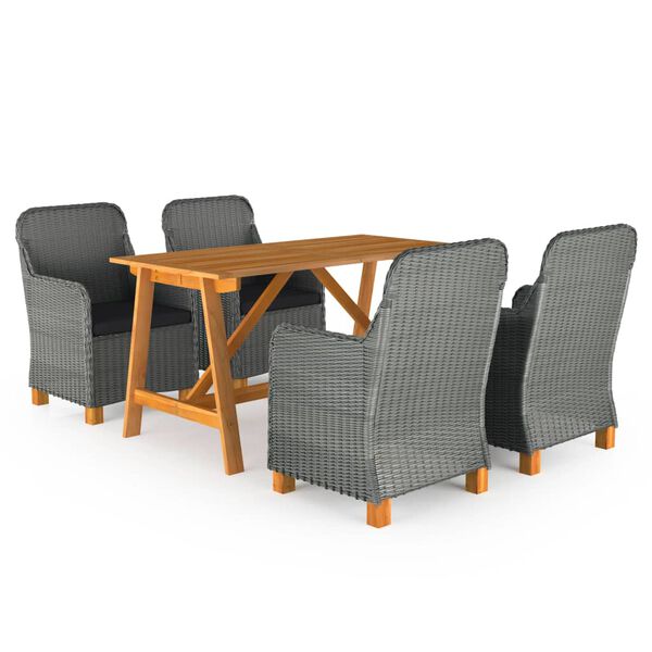 vidaXL Vrtna jedilna garnitura 5-delna svetlo siva