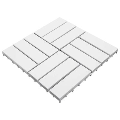 vidaXL Talne plošče 20 kosov bele 30x30 cm trden akacijev les