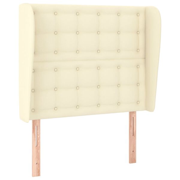 vidaXL Vzglavje z u&scaron;esi krem 103x23x118/128 cm umetno usnje