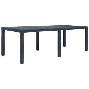 vidaXL Vrtna miza 220x90x72 cm plastika videz ratana antracitna