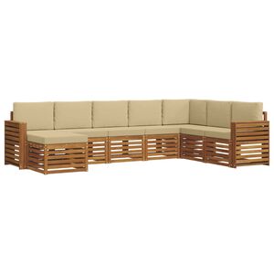 vidaXL Kotna sedežna garnitura z blazino 8 pcs Naravna in bež